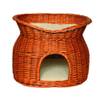 Panier osier avec niche pour chat marron dôme double couchette