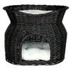 Panier en osier pour chat avec niche, dôme double couchette noir