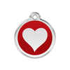 Médaille pailletée rouge motif cœur pour chien et chat