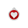 Médaille pailletée rouge motif cœur pour chien et chat