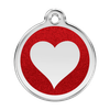 Médaille pailletée rouge motif cœur pour chien et chat