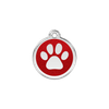 Médaille personnalisable pour chien pailletée rouge motif patte