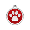 Médaille personnalisable pour chien pailletée rouge motif patte