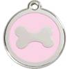Médaille gravée rose clair motif os pour chien
