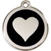 Médaille pour chien gravée noire motif cœur