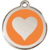 Médaille personnalisée orange motif cœur pour chien