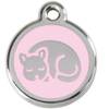 Petite médaille rose clair motif chat