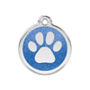 Médaille avec paillettes bleu foncé motif patte pour chien et chat