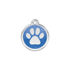 Médaille avec paillettes bleu foncé motif patte pour chien et chat