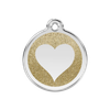 Médaille avec paillettes or motif cœur pour chien et chat
