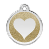 Médaille avec paillettes or motif cœur pour chien et chat