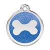 Médaille avec paillettes bleu foncé motif os pour chien