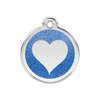 Médaille avec paillettes bleu foncé motif cœur pour chien et chat