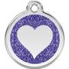 Médaille avec paillettes bleu foncé motif cœur pour chien et chat
