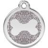 Médaille argentée motif os pour chien