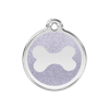 Médaille argentée motif os pour chien