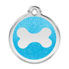 Médaille avec paillettes bleu turquoise motif os pour chien