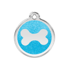 Médaille avec paillettes bleu turquoise motif os pour chien