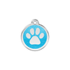 Médaille chien avec gravure paillettes bleue turquoise motif patte