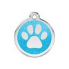 Médaille chien avec gravure paillettes bleue turquoise motif patte