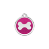 Médaille à paillettes rose bonbon motif os pour chien