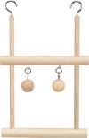 Double balançoire en bois 2 clochettes pour oiseau