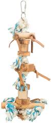 Jouet oiseau en bois flammé sur corde 35 cm