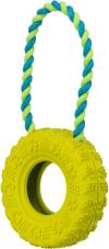 Jouet pneu avec corde pour chien destructeur 31 cm