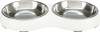 Set gamelle double chat inox mélaminé blanc
