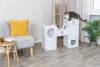 Meuble pour chat en carton avec tunnel