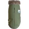 Manteau Finlande à col en fausse fourrure vert de gris pour chien