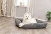 Lit pour chien gris en peluche douce et velours