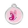 Médaille motif papillon rose clair pour chien et chat