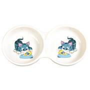 Gamelle double pour chat gris