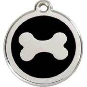 Médaille noire motif os pour chien