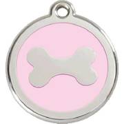 Médaille gravée rose clair motif os pour chien