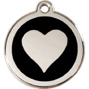 Médaille pour chien gravée noire motif cœur