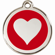 Médaille rouge motif cœur pour chien et chat