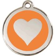 Médaille personnalisée orange motif cœur pour chien
