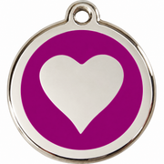 Médaille gravure profonde garantie motif cœur violet pour Chien et Chat