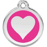 Médaille rose motif Cœur avec gravure pour chien et chat