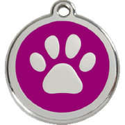 Médaille chien gravée motif patte purple