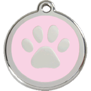 Médaille avec gravure rose clair motif patte pour chien et chat