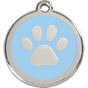 Médaille personnalisée bleu clair motif patte pour chien et chat