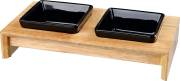 Set d'écuelles pour chat surélevé Hévéa noir