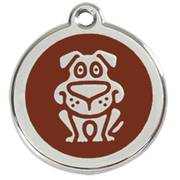 Médaille marron motif chien nom et téléphone gravés