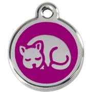 Médaille motif chat violet petite