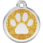 Médaille or motif patte pour chien et chat