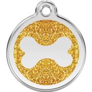 Médaille or motif os pour chien