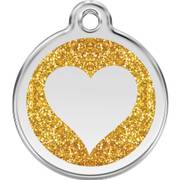 Médaille avec paillettes or motif cœur pour chien et chat